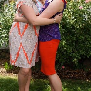 Leith Orange-Red Tube Skirt